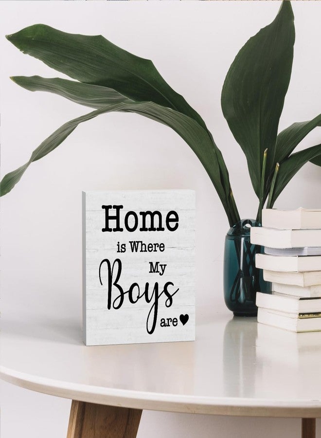 WRSUNT Home is Where My Boys are Sign, New Mom Gifts, Funny Mothers Day Gifts ideas for Mom Mother Mommy, Home Family Living Room Bedroom Decor 5 X 5 Inch - Image 5